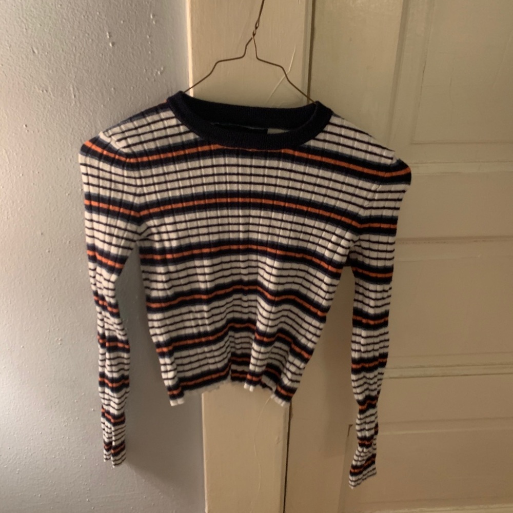 Cropped stripped sweater